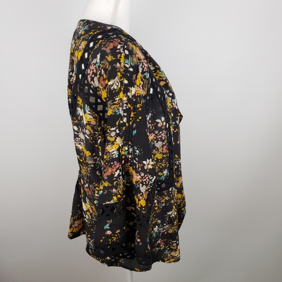 Anthropologie floral 100% silk kimono top Sm - Picture 6 of 8